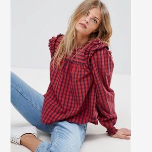 Red Plaid check shirt. Size 0